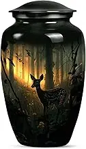 Deer Black Urn - Large Urns for Men & Women - Funeral Urns for Human Ashes Adult Female & Male - Cremation Boxes for Human Ashes 10 Inch
