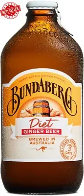 Diet Ginger Beer, 12 x 375ml Glass Bottles, Low-Calorie, Refreshing Soft Drink
