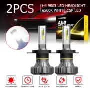 H4 LED White Headlight Bulbs High Low Beam 30000LM CANBUS Error Free Waterproof (for: Smart)