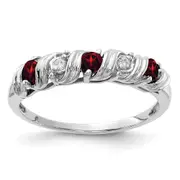 14k White Gold 2.75mm Garnet AAA Diamond ring