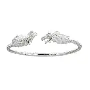 Solid .925 Sterling Silver West Indian Bangle with Dragon Ends (Made in USA)