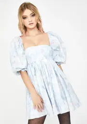 [Selkie] Monet Print Puff Dress