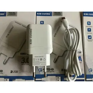 快速充電器 KMG 602X Diamond 有 02 3.0A 充電端口 + Micro USB TypeC 數據線