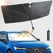 Car Front Windshield Sunshade Umbrella Foldable Umbrella Reflective Sunshade for Car Front Window Block UV Rays Heat Keep Vehicle Cool,Full Cover Sun Shade for Most Vehicles (140x80cm)