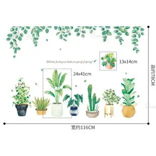 【橘果設計】多肉綠色植物 盆栽壁貼 植物牆貼 壁紙 DIY組合裝飾佈置