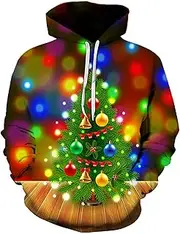 [Generic] Womens Mens Ugly Christmas Sweaters Plus Size Hoodie Pullover Sweatshirts Funny 3D Printed Hoodie Novelty Pullover Sweatshirt