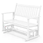 Costway 2-Seat Outdoor Glider Bench Patio Swing Loveseat Rocking Garden Lounge Poplar Wood White