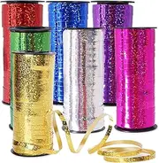7 Pack Curling Ribbon, Crimped Metallic Balloon String for Crafts, Christmas, Birthday, Wedding, Party Decoration (Glittered)
