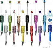 Maydahui 12PCS Diamond Beadable Ballpoint Pens Retractable Bling Bead Pen Plastic DIY Gem Pens Cool Shaft Beaded Pen for DIY Making School Party Office(Beads Not Included)