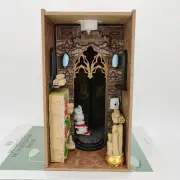 LED Night Light Wood Miniature Study Room Book Stand Holder Home Decorations