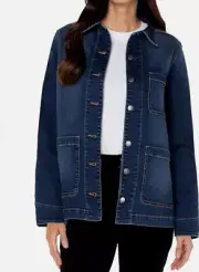 NWT Well Worn Women's Barn Jacket with Three patch pockets, Denim, XL