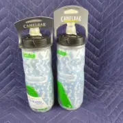 2x Podium Chill Insulated Water Bottle by Camelbak, 21 oz Clear Green