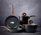 Pots and Pans Set Non Stick, Ceramic Cookware Set with Granite Pattern, Inductio