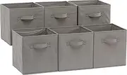 [Amazon Basics] Collapsible Fabric Storage Cubes Organizer with Handles, 27 x 27 x 28 centimeters, Grey - Pack of 6
