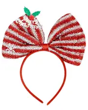 Red Silver Christmas Bow Headband