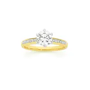 Alora 14ct Gold 1.15 Carats Tw Lab Grown Diamond Shoulder Solitaire Ring
