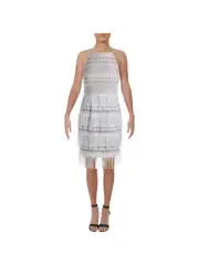 AIDAN MATTOX Womens Beige Sleeveless Above The Knee Cocktail Sheath Dress 6