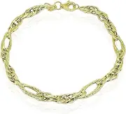 [Hoops & Loops] 14k Gold Italian Lightweight Chain Intertwing Oval Double Link Bracelet