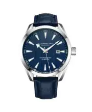 Stuhrling Chronograph Analog Blue Watch Dial w/Date Tachymeter 24hr Subdial