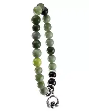 Bracelet Beaded Garnet Connemara Martble Claddagh Charm Stretchable 8" CH2GN