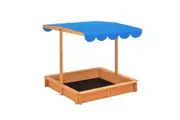 Kids Sandpit Box Canopy Outdoor Toys Sand Pit Children Play Station Wooden Set Ground Cover Beach Shade Seat Board Backyard Center 118cm Kidbot