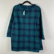 Talbots Funnel Neck Plaid Top Size 2X Pullover 3/4 Sleeves Zip Closure