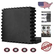 Portable Interlocking Gym Tiles - 12 Black Foam Mats for Home and Garage Fitness