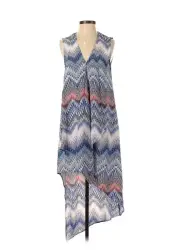 NWT BCBG MaxAzria Tara in ZigZag Ombre Sheer Chiffon Ruffle High Low Dress XS