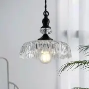 Vintage Glass Chandelier Light Fixture Black Modern Hanging Light Home Decor