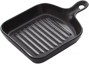 Square Non Stick Grill Plate with Short Handle Unbreakable Microwave Safe Cookware for Baking and Food Transfer Lightweight Dish for Kitchen Use Matte Black