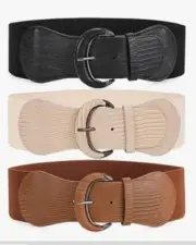 3 Pack Women Wide Elastic Waist Belt Vintage Stretchy Belt Waistband