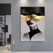 Gold And Black Modern Woman Feminine Unframed Canvas Print Australian Wall Art