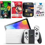 Nintendo Switch White OLED + Luigi's Mansion 3 + Nintendo $20 eShop Gift Card