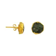 Handmade Raw Emerald Earrings in its Natural form Gold Plated