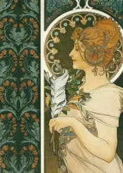 Feather : Alphonse Mucha : 1899 : Archival Quality Art Print
