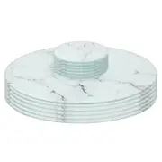 12pc Round Glass Placemats & Round Coasters Set - 30cm - Marble - By Harbour Housewares