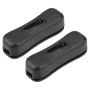 Inline Cord Switch AC 250V 2A SPST Lamp Light Rocker Switch Black 2pcs