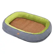 Tedi's Memory Foam Dog Bed with Rattan Mat L Size in Light Grey & Green
