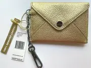 Aimee Kestenberg Ashley Coin Pouch Wallet w/ Back Zip & Dog Clip Gold NWT