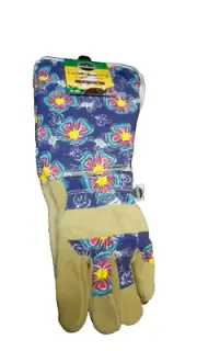Miracle Gro® Ladies' Purple Floral Small/Medium Rose Pruning Garden Gloves 888