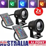 2X RGB LED Flood Light Garden Spotlight 10W Underwater Lamp DC12V Remote Control