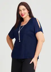 [Taking Shape] Taking Shape Cold Shoulder Lurex Party Top Size 20 in Midnight - Plus Size Women's Clothing Midnight