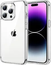 [T Tersely] Crystal Clear Case Cover for iPhone 14 Pro Max (6.7-Inch), Non-Yellowing Hard Back Slim Shockproof Bumper, Suitable for Wireless Charging