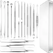 RODISHOMM 15-Piece Blackhead Remover Set - Pimple & Comedone Extractor, Acne & Whitehead Removal Tools, Premium Stainless Steel, Includes Silver Metal Case