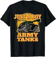 [VidiAmazing] Just a Boy Who Loves Army Tanks Vintage Military Tank ds642 T-Shirt