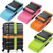 THJOPOKEEL 4Pack Multicolor Luggage Multicolor Straps Suitcase Belt Heavy Duty with Adjustable Buckle, Straps Keep Suitcase Secure, Bright Color, Makes Travel Luggage Easy to Spot and Secure