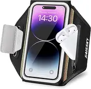 Phone Armband Holder for Running 3D Design Cell Phone Armband with Zipper Pocket for Earbuds Car Keys,Water Resistant Sport Running Arm Band for iPhone 15 14 13 12 11 Pro Max Fit Up to 6.9''