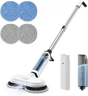 iDOO Cordless Electric Mop, Upgraded Power Spin Mops for Floor Cleaning, Hardwood Floor Scrubber Cleaner Machine for Tile, Laminate, Vinyl, Dual-Motor Spray Mop with LED Headlight, Detachable Tank