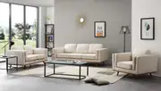 York 3+2+1 Seater Sofa Fabric Lounge Set with Wooden Frame in Beige Colour