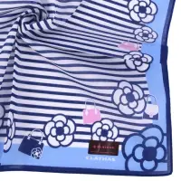 在飛比找momo購物網優惠-【CLATHAS】山茶花購物包條紋純綿帕巾(藍色)